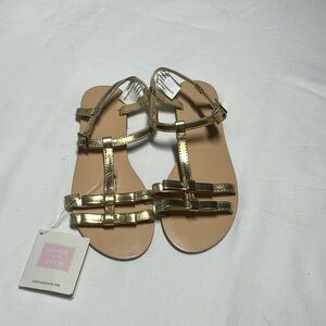 Janie and Jack Youth Size 2K Gold Sandals